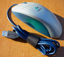 Vintage Logitech MouseMan Wheel Mouse M-BD53 830417-0000 - Silver + Blue Custom picture