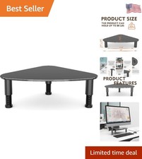 Tempered Glass Computer Monitor Riser/Triangle Save Space Desktop Corner Stan... picture