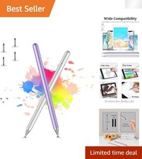 Smooth-Glide Stylus Pens for iPad & Smartphones - 2 Pcs with Replacement Tips picture