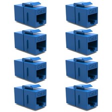 8 Pcs Cat6 RJ45 Ethernet Network Keystone Jack Coupler Cable Joiner Snap In Blue picture