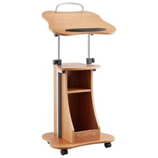 Dark Cherry 43-Inch Wooden Portable Lectern Podium Stand Laptop Desk Locking picture