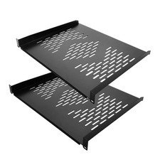 2 PCS 1U Server Rack Shelf 19” RackMount Trays 16 Inches Vented Cantilevers f... picture