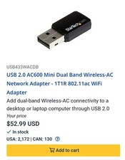 StarTech USB 2.0 AC600 Mini Dual Band Wireless-AC Network Adapter picture