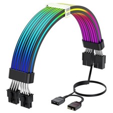 RGB PC Cables 2*8 pin PSU Extension Cable 5V 3Pin Sync ARGB Black picture