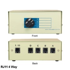 KNTK RJ11 4 Way Data Transfer Switch Box Rotary Type 11 Pin Telephone Phone Jack picture