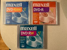 Maxell DVD-R DVD-RW DVD-RAM 4.7 GB 3 Pack Brand New Sealed picture