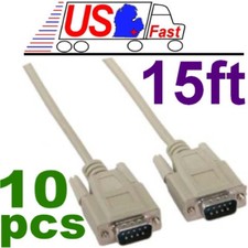 Lot10x/pack/pcs 15ft long DB9pin Male-M Straight 9c Serial RS232 Cable/Cord NEW picture