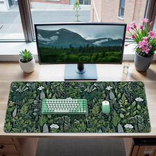 Desk Mat, XXL Extended Gaming Mouse Pad, Large Rubber Base, Dark Green, Office picture