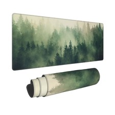 Green Forest Pine Fog Mountain Tree XXL Gaming Mouse Pad 31.5x11.8 Inch Desk picture