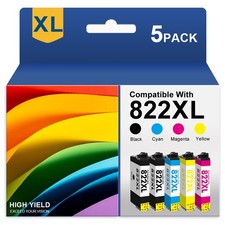 5PK 822XL T822XL Ink Cartridge For Epson WorkForce Pro WF-3820 WF-4820 WF-4833 picture