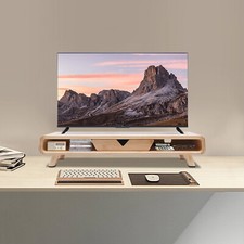 Bamboo Monitor Stand With Drawer & Back Baffle 4.5in Height Riser picture