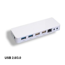 [10X] White USB 4 Ports Docking Station 3.0/2.0 w/ RJ45 Audio Mic Socket 5Gbps picture