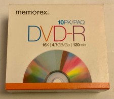 Memorex DVD-R 10 Pack 16X 4.7GB 120 Min Blank Recordable Discs Slim Jewel Case picture