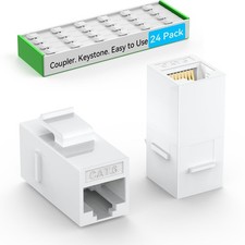 Sokqovt CAT6 RJ45 Keystone Coupler (24 Pack), Cat6 Jack Female White picture
