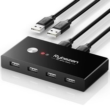 USB Switcher 2 Computers, USB Switch 2 PC Sharing 4 USB Devices, 2 in 4 Out with picture