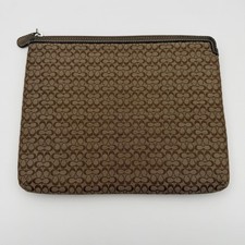 Coach Tan Signature Monogram iPad Tablet Padded Protective Case Sleeve Zip picture