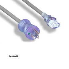 10PCS 25ft 14 AWG Hospital Grade Power Cable NEMA 5-15P to C13 15A/125V Clr picture
