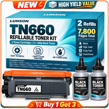 TN660 Black Toner With 2 Refill For TN-660 MFC-L2740DW DCP‑L2540DW HL‑L2315DW picture