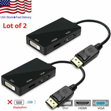 LOT 2 x 3 In 1 Display Port DP Male To HDMI/DVI/VGA Female Adapter Converter HD picture