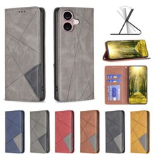 Luxury Splice Leather Flip Wallet Cover Case For 16 15 14 13 12 11 Pro Max picture