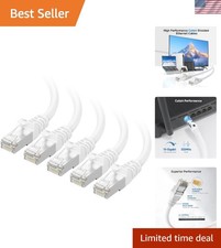 Cable Matters 10Gbps 5-Pack Snagless Shielded Cat 6A Cable, 1Ft, White | S/FTP picture