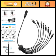 Power Splitter Cable 5.5x2.1mm 3-Pack, 1 to 8 Way 18AWG 12V/24V 10A for CCTV, DV picture