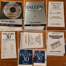 Falcon 3.0 PC CD-ROM Spectrum HoloByte Vintage Flight Simulator Manuals IBM picture