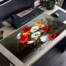 2D Flat Modern Floral Design Large Desk Mat | Soft Artistic Mouse Pad | Comfor picture