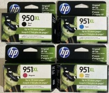 Set 4 New Genuine Factory Sealed HP 950XL 951XL Ink Cartridges KCMY 2020 - 2024 picture