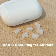 AirPods Pro 2 USB C Dust Plug Charging Port Cap Set Protective Covers Clear Gels picture