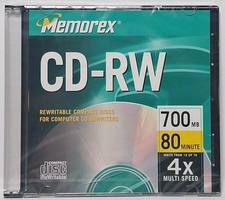 Memorex CD-RW Rewritable Disc in Case 700MB 80min 4X Factory Sealed Single Disc  picture