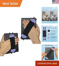 Secure Hand Strap Holder for Kindle & Tablets - Comfortable Purple Leather Grip picture