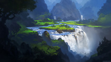 Landscape andreas rocha art waterfall forest mountains Custom Gaming Mat Desk picture