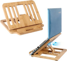 Bamboo Foldable Laptop Stand Holder, 6-Level Adjustable Ergonomic Notebook Riser picture