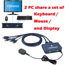 USB VGA DVI HDMI KVM Switch Video Converter 2 PCs Share 1 Keyboard Mouse Monitor picture