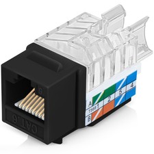 Everest 45 Degree RJ45 Cat6 Keystone Jacks Slim Profile 10-Pack Black picture