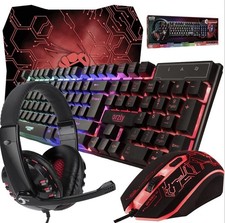 Orzly Hornet RX250 Essential Pack Gaming Keyboard Mouse Headset Mousepad RGB picture