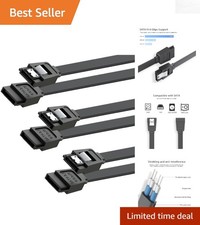 Hi-Speed SATA Data Cable III for SSD HDD, 6Gbps Straight Angle, 15 Inch - 3 Pack picture