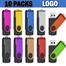 Lot 10PCS 1/2/4/8/16GB USB Flash Drive Swivel Thumb Memory U Stick Custom Logo picture