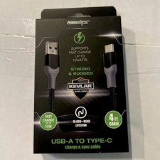NEW Powerxcel Fast charge/sync 4Ft cable Charging USB-A to Type-C Sealed Gray picture