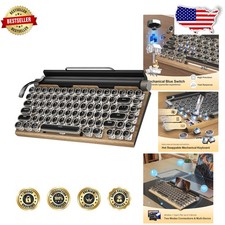 Retro Typewriter Mechanical Keyboard: Blue Switches, 83-Key, LED Backlit, Wood picture