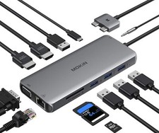 MacBook Pro Docking Station Dual Monitor HDMI Adapter,12 in 1 USB C... Fast Ship picture