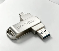 GOFATOO 2-in-1 USB 3.2 Gen1 Flash Drive Type-C & USB-A 256GB 460MB/s Silver picture