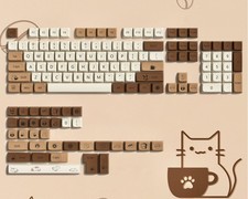 Cute PBT Keycaps Coffee Cat XDA Profile Keyboard Keycaps Set Custom picture