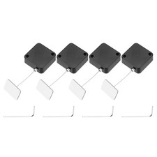 4.9 ft Retractable Cable Security Lock with Square Patch 600g, Black, 4 Pack picture
