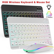 RGB Wireless 7-Colors Backlit Gaming Keyboard and Mouse Set USB Rechargeable USA picture