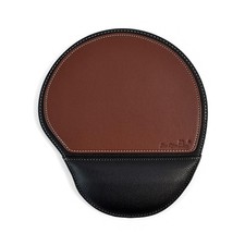 Brown Office Square Leather Mouse Pad with Wrist Rest Non-Slip Design, Busine picture