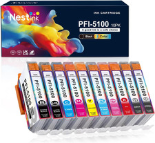 PFI-5100 Ink Cartridge 10-Pack High Capacity PFI5100 Ink Replacement for Canon P picture