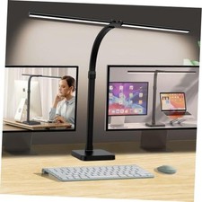 Desk Lamp LED for Home Office - Double Head 24W - Base Black - Black picture