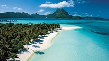 Landscape beach island mountains tropical palm trees Custom Gaming Mat Desk picture